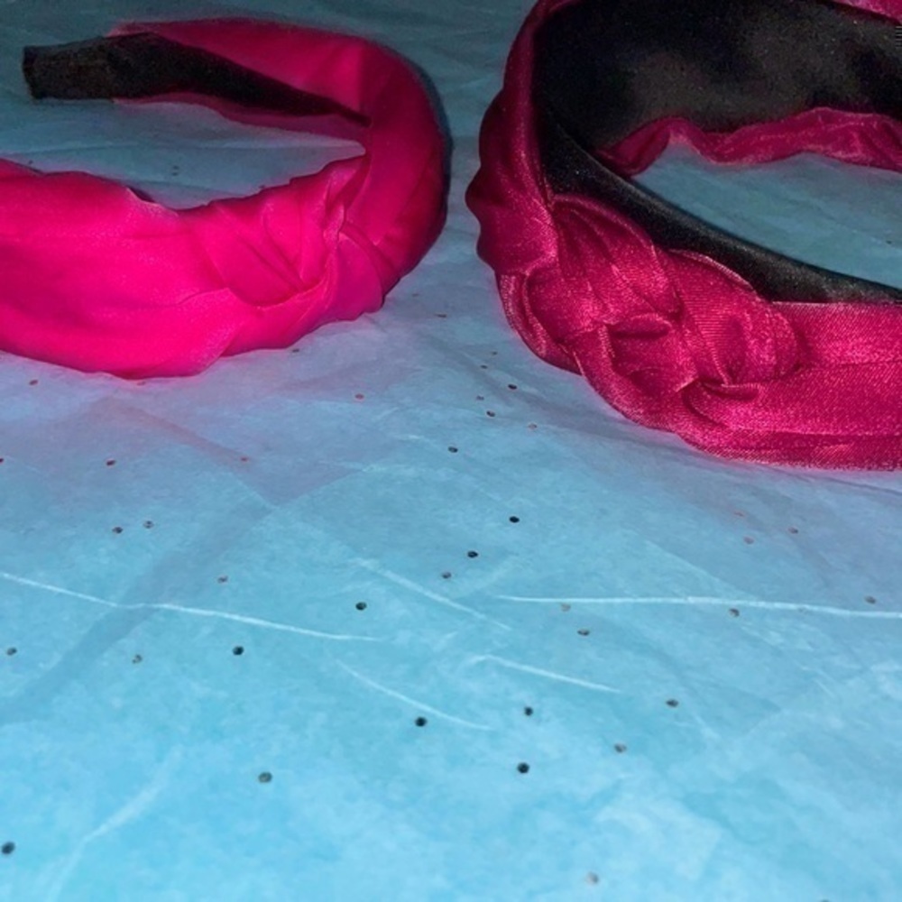 Set of 2 headband Wardani fuchsia braided side knot wide+ front knot headband - Picture 11 of 12
